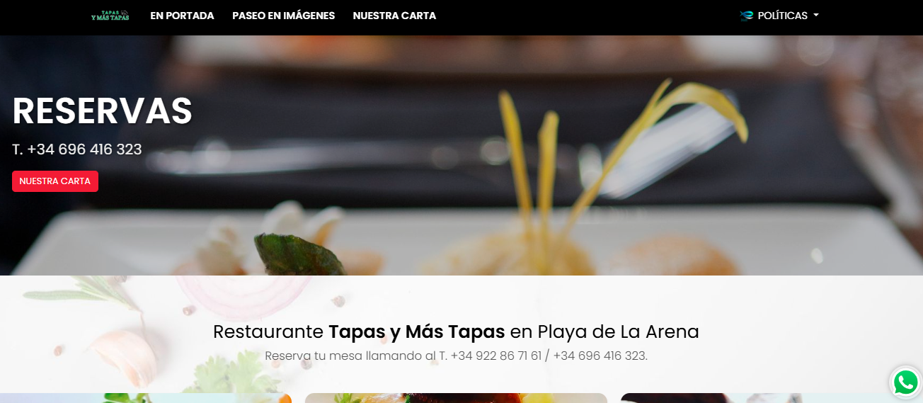 Web para restaurante con cartas y reservas